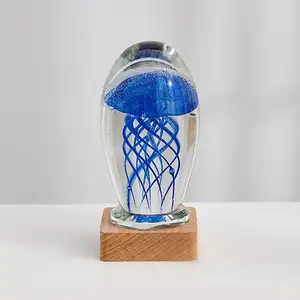 SAMINDS cristallo medusa luminoso figurina di vetro palla decorazione per la casa artigianale soffiato a mano fermacarte carino luce notturna per bambino scrivania Orn