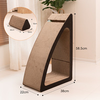 Griffoir vertical incurvé pour chat, en carton ondulé résistant à l'usure, grand nid triangulaire pour griffes de chat, protection anti-griffures pour canapé