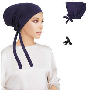 PHOGARY Women's Solid Color <b>Modal</b> <b>Hijab</b> Caps Tie-Back Closure Breathable Modest Daily Wear for Adults - Product Image 1