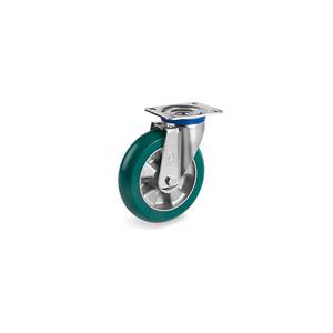 TELLURE ROTA - 624606 TR Roues en polyuréthane avec profil rond ergonomique, centre en aluminium, support pivotant pour charges moyennes (M - Product Image 1