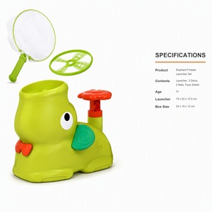 Disco <span class=keywords><strong>Volante</strong></span> in Plastica con Lanciatore a Forma di <span class=keywords><strong>Elefante</strong></span>, Giocattolo Carino per Bambini, Giochi all'Aperto di Lancio e Presa con 4 Dischi, 2 Reti e Scudo Protettivo - Product Image 6