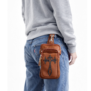 Bolso de cadera/cintura/pierna acolchado de piel de becerro genuina hecha a mano, de grano fino y suave - Product Image 3