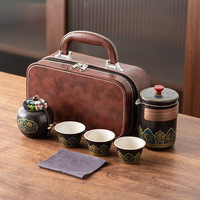 Ensemble de tasses à thé chinoises de luxe, portable, en porcelaine, ensemble de théière chinoise Kung Fu avec sac cadeau