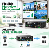 Commutateur KVM 4 entrées USB Multiview 4K60Hz avec IR pour moniteurs, commutateur audio-vidéo pour conférence