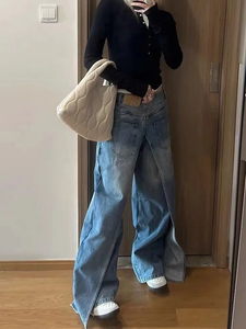 Alta calidad Y2K estilo New Rock Hip Hop Baggy pantalones vaqueros de pierna ancha <span class=keywords><strong>ropa</strong></span> de <span class=keywords><strong>mujer</strong></span> Vintage Straight Lady Denim Pantalones - Product Image 5