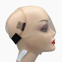 En gros, Bonnet de perruque Full Lace HD avec sangles réglables, bandes élastiques supplémentaires, outils de ventilation et de nouage pour extensions capillaires, en polyester
