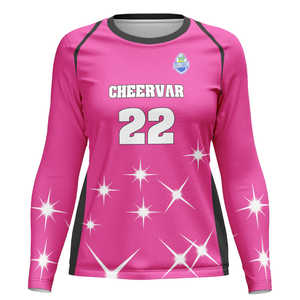 吸湿排汗女式排球穿长袖排球上衣，圆领设计 - Product Image 1