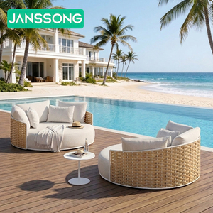 Chaises longues métalliques d'extérieur, mobilier de patio, lit de plage, lit de repos, lit de jour d'extérieur, mobilier de jardin, lit de soleil en rotin, mobilier de piscine - Product Image 3