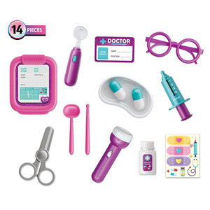 Set da 14 Pezzi per Gioco del Dottore, Kit Medico in Plastica <span class=keywords><strong>Viola</strong></span> Glitterata, Torcia a Batteria, Giocattolo Educativo per Giochi di Ruolo - Product Image 3