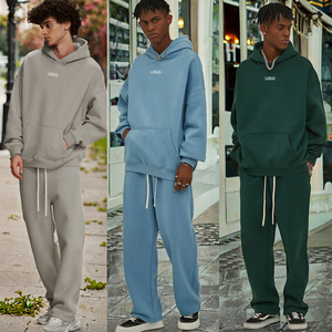 Conjunto de Invierno Unisex Personalizado de Marca con MOQ Bajo, Sudadera con Capucha Extra Grande y Pantalones Jogger, Chándal de Forro Polar de 2 Piezas - Product Image 3