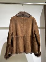 Manteau long décontracté en cuir marron tendance, veste en combinaison de peau de mouton et de fourrure à trois couches pour femmes