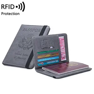 High Quality Leather Card Wallet Passport Pouch RFID Blocking Passport Holder