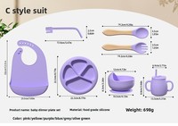 Ensemble d'alimentation pour bébé en silicone de qualité alimentaire, écologique, personnalisé OEM, avec bavoir, bol, assiette et cuillère pour enfants