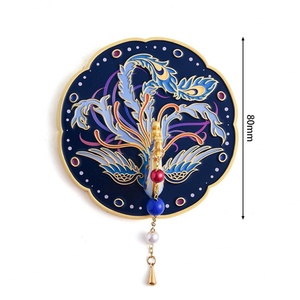 Special Unique Chinese Asia Style Metal Color Soft Enamel Phoenix Custom <b>Compact</b> <b>Mirror</b> With Tassel - Product Image 4