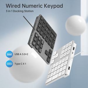 Teclado Numérico Pequeño para Oficina, Teclado Financiero Numérico Gris, Teclado Numérico USB con Cable, Portátil, de 34 Teclas, con Hubs - Product Image 4