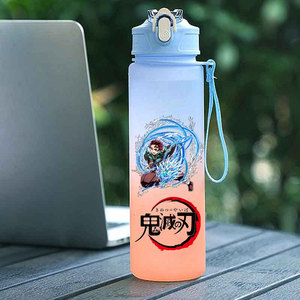 แก้วน้ำลายดาบพิฆาตอสูรญี่ปุ่น 750 มล. แก้วพลาสติกพกพาขนาดใหญ่สำหรับคุณแม่ ลายคามาโดะ เนซึโกะ ลายอนิเมะไล่สี - Product Image 5