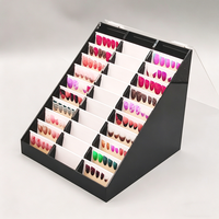 Boîte de rangement portable en acrylique pour nail art avec compartiments anti-poussière pour capsules d'ongles et nuanciers
