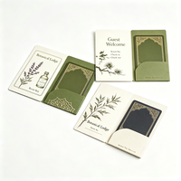 Porte-cartes d'hôtel personnalisé à double pli, vert foncé vintage, avec dorure à chaud, en papier de luxe