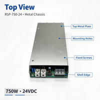 Alimentation à découpage compacte RSP-750-24 750W avec protection contre les surcharges, les courts-circuits et les surtensions pour les dispositifs d'automatisation