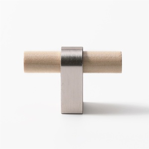 MAXERY - Tiradores de Muebles de Diseño Nórdico Moderno, de Madera Maciza de Roble Blanco, Tiradores de Aluminio para Armarios de Cocina, Perillas para Cajones - Product Image 3