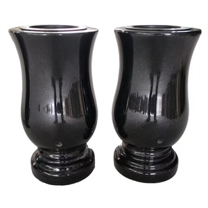 Black Granite Flower Vases Gravestone Tombstone Headstone Accessories Cemetery Usage Granite Headstone Flower Vases For Graves