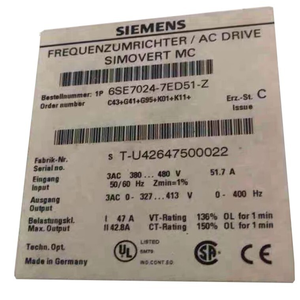 6SE7024-7ED51-Z SIMOVERT Masterdrives ชุดควบคุม 380-480V 22kW PLC - Product Image 6