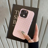 Nouvelle coque de téléphone portable en TPU à pois blancs, étui en cuir tendance, coque arrière pour iPhone 16 15 17 Air 18 Pro Max
