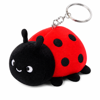 Porte-clés peluche Zaves Coccinelle - Jouet en peluche mignon et durable, respectueux de l'environnement, breloque de sac avec anneau métallique, accessoire souple de 4 pouces pour sac à dos