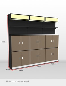 Étagères de vente au détail unilatérales Highbright avec éclairage LED intégré, niveaux ouverts réglables et armoires de base en bois verrouillables - Product Image 5