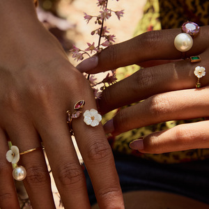Flower Pearl <b>Ring</b> Gold <b>Adjustable</b> Women's Jewelry Gift - Product Image 3