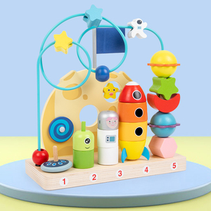 Nuovo Gioco Educativo Labirinto di Perline, Blocchi di Legno Impilabili, Perline in Legno che Gira intorno al Pianeta per Bambini - Product Image 6