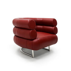 Modern Luxury Leather Cushion Sofa Stainless Steel Base <b>with</b> Curved <b>Arm</b> Living Room Lounge <b>Chair</b> for Hotel Furniture Home Use - Product Image 1