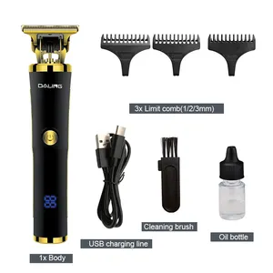 Daling-cortadora de pelo DL-1532 para hombre, máquina de cortar el pelo con pantalla LED, inalámbrica, recargable, barata