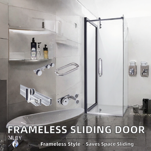 Système de fixation murale coulissante latérale moderne en acier inoxydable sans cadre pour porte de douche en verre pliable, facile à nettoyer, idéal pour les petits salles de bain - Product Image 2