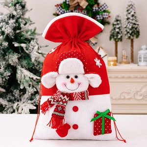 2025 décorations de noël créatif Double pièce tissu tricoté sac cadeau père noël wapiti bonhomme de neige sac cadeau sac cadeau - Product Image 4