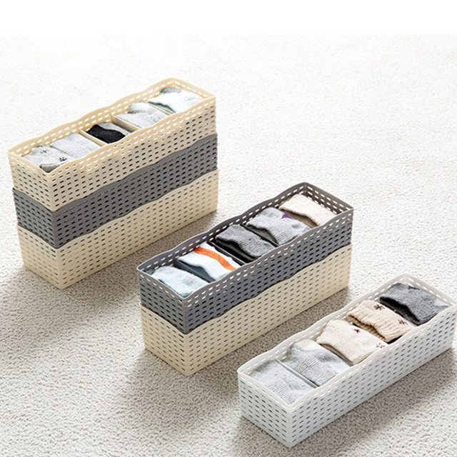 Wardrobe Organizer Storage Basket Socks Underwear 50liters Plastic Storage Containers with Dividers