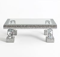 Ensemble de tables basses rectangulaires convertibles en bois massif, finition miroir, bord biseauté effet diamant écrasé, meubles de salon modernes