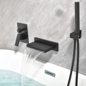 <span class=keywords><strong>Robinet</strong></span> de bain-douche mural en laiton massif avec finition noire mate <span class=keywords><strong>robinet</strong></span> de <span class=keywords><strong>baignoire</strong></span> de salle de bain à pluie chaude et froide - Product Image 4