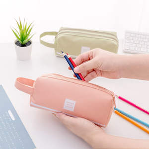 Sac à crayons en toile multifonction grande capacité, boîte à crayons portable, double fermeture éclair, trousse à crayons pour étudiants - Product Image 2