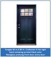 Porte extérieure pré-montée, taille 3/0 x 6/8 pouces, design moderne, en fibre de verre, porte d'entrée principale, marché nord-américain, usage résidentiel et pour appartements
