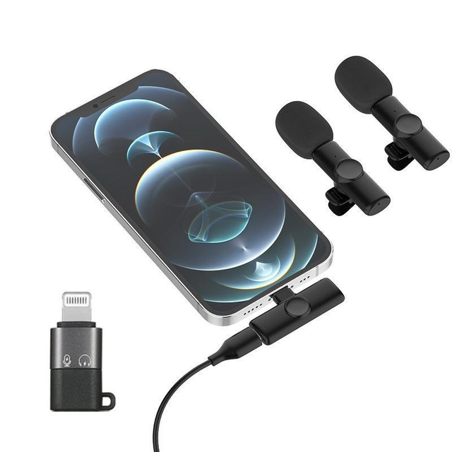 Video Light-weight Portable Recording Noise Cancelling Mini Mic Wireless Lapel Microphone for YouTube Interview Livestream
