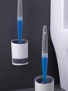 Wall-Mounted Detergent Refillable Toilet <b>Brush</b> Set with Silicone TPR <b>Brush</b> Corner Cleaning Tools Plastic Bathroom Accessories - Product Image 2