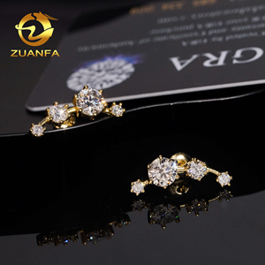 <span class=keywords><strong>Étoile</strong></span> <span class=keywords><strong>filante</strong></span> Design à la mode oreillette Moissanite Hip Hop boucles <span class=keywords><strong>d</strong></span>'oreilles goujons grande <span class=keywords><strong>pierre</strong></span> 925 en argent Sterling Hip Hop bijoux cadeau femmes - Product Image 4