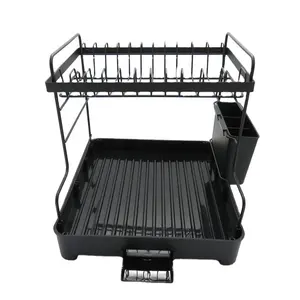 Stainless Steel Dish Rack Dish Drying Rack Kitchenware Holder with Drainer Two Layers Standing Type Holder