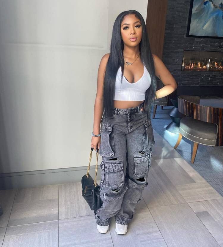 Women's Fashion Jeans Pants High Street Cotton Pocket Workout Denim Tourse Ripped Cargo Jeans Denim Pants for Women