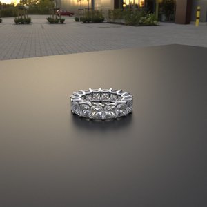 Anillo de Eternidad de Plata de Ley con Corte Princesa de 8 Quilates, con 0.50 Quilates Cada Uno - Product Image 3