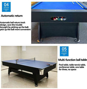 Tavolo da Biliardo Professionale da 9ft 8ft 7ft all'Ingrosso a Basso Costo, Moderno per Interni ed Esterni, Tavolo da Snooker e Biliardo 3 in 1 - Product Image 4