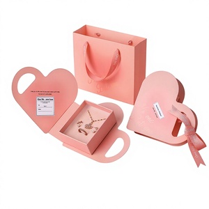 Caja de Regalo de Joyería en Forma de Corazón, Portátil, Resistente al Agua, de Cartón, con Esponja para Guardar Anillos de Pareja, para el Día de San Valentín - Product Image 2