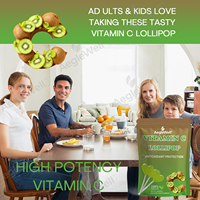 Sucettes OEM à la vitamine C végétalienne pour améliorer la santé immunitaire Complément alimentaire Sucettes à la vitamine C aux kiwis pour adultes et enfants