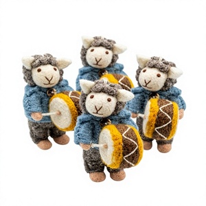 Knitted Sheep Drummer Ornament Set Handmade Eco-Friendly 100% Wool Christmas Decoration <b>Animal</b> Shape Wall Hanging Custom Size - Product Image 1